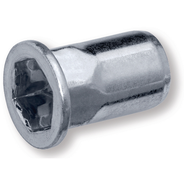 Hexagon blind rivet nut, flat head, M 6 (0,5 - 3 mm), steel zinc plated
